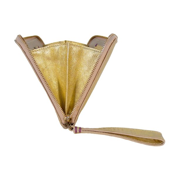 49 SQUARE MILES San Francisco Bestie Metallic Gold Italian Leather Clutch $250 - Picture 5 of 8